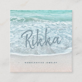 Türkisblau Sandy Beach Handmade Schmuck Quadratische Visitenkarte