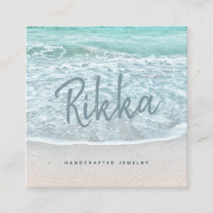 Türkisblau Sandy Beach Handmade Schmuck Quadratische Visitenkarte