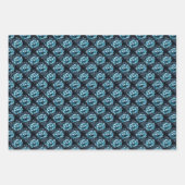 Türkisblau, schwarz geschenkpapier set (Vorderseite)