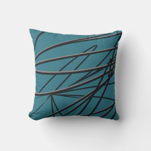 Türkisblau Schwarz & Grau Moderne Elegant Abstrak Kissen
