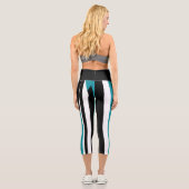 Türkisblau, schwarz und weiß capri leggings (Rückseite)