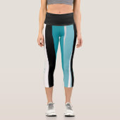 Türkisblau, schwarz und weiß capri leggings (Vorderseite)
