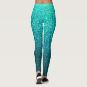 Türkisblau Schwarzer Glitzer Ombre Glitzern Yoga Leggings (Rückseite)