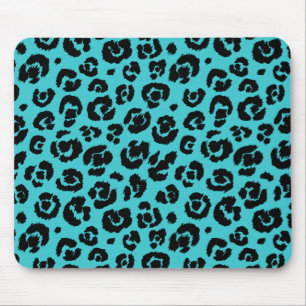 Türkisblau-schwarzer Leopard Mousepad