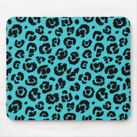 Türkisblau-schwarzer Leopard Mousepad (Vorne)