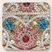 Türkisblau, silber, bordeauxrot, pink, böhmisch getränkeuntersetzer (Vorderseite)