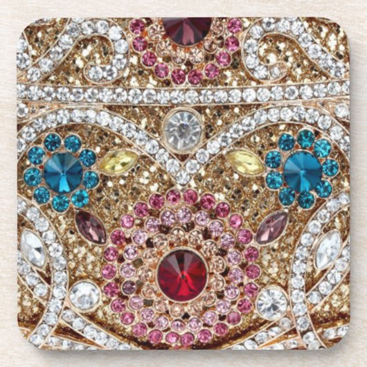 Türkisblau, silber, bordeauxrot, pink, böhmisch getränkeuntersetzer (Vorderseite)