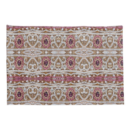 Türkisblau, silber, bordeauxrot, pink, böhmisch kissenbezug (Rückseite-Rechts)