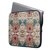 Türkisblau, silber, bordeauxrot, pink, böhmisch laptopschutzhülle (Vorderseite Links)