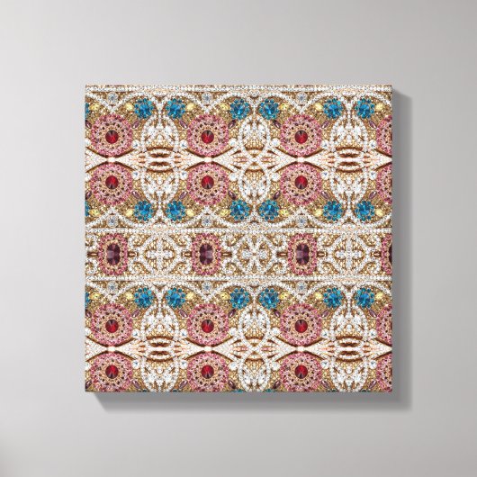 Türkisblau, silber, bordeauxrot, pink, böhmisch leinwanddruck (Vorderseite)