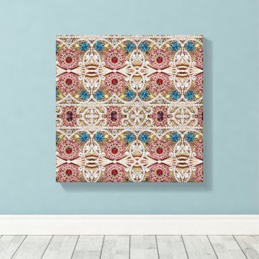 Türkisblau, silber, bordeauxrot, pink, böhmisch leinwanddruck (Insitu (Holzboden))