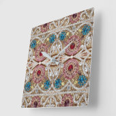 Türkisblau, silber, bordeauxrot, pink, böhmisch quadratische wanduhr (Winkel)