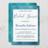 Türkisblau Sparkle Bridal Dusche Einladung (Vorne/Hinten)