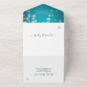 Türkisblau-Sparkle-String-Lights Hochzeit RSVP All In One Einladung (Außenbereich)