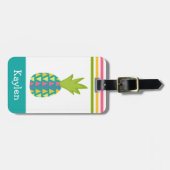 Türkisblau Tropische Ananas Moderner Individuelle  Gepäckanhänger (Vorderseite horizontal)