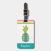 Türkisblau Tropische Ananas Moderner Individuelle  Gepäckanhänger (Vorderseite vertikal)