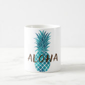 Türkisblau Tropischer Ananas Aloha Kaffeetasse (Mittel)