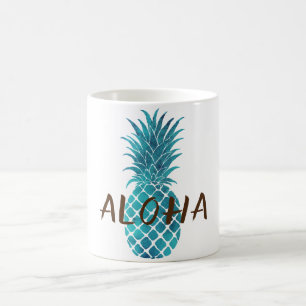 Türkisblau Tropischer Ananas Aloha Kaffeetasse