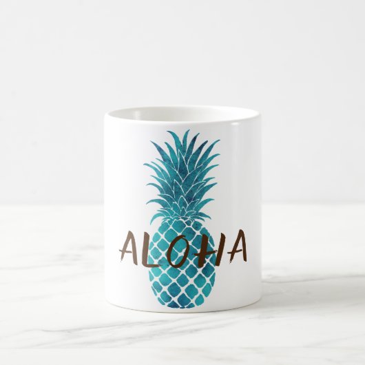 Türkisblau Tropischer Ananas Aloha Kaffeetasse (Mittel)