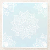 Türkisblau, türkisblau, Ober, Mandala Glasuntersetzer (Rückseite)