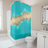 Türkisblau-Ufer-Goldagat Duschvorhang (Beispiel)