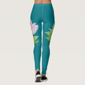 Türkisblau und fett rosa Blume Blumenmuster Leggings (Rückseite)