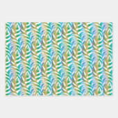 Türkisblau und gelb-gelbe Federmuster Geschenkpapier Set (Vorderseite 3)
