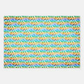 Türkisblau und gelb-gelbe Federmuster Geschenkpapier Set (Vorderseite 2)