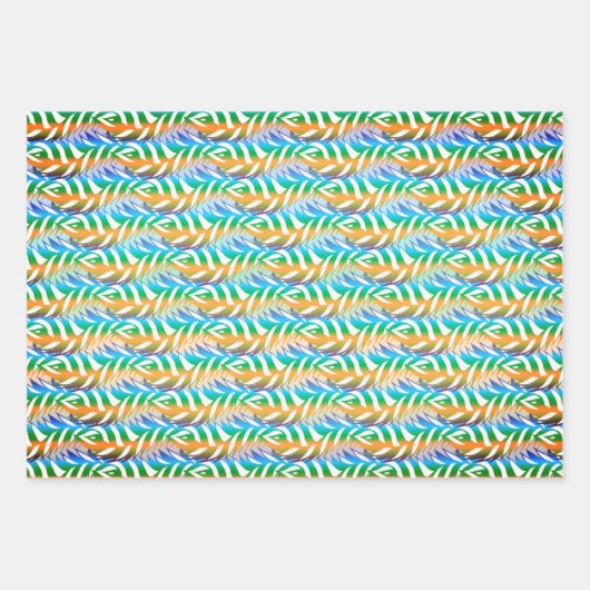 Türkisblau und gelb-gelbe Federmuster Geschenkpapier Set (Vorderseite 2)