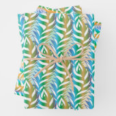 Türkisblau und gelb-gelbe Federmuster Geschenkpapier Set (Beispiel)