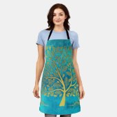 Türkisblau und Goldbaum Schürze (Getragen)