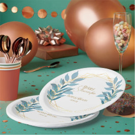 Türkisblau und goldfarben pappteller