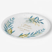 Türkisblau und goldfarben pappteller (Schrägansicht)