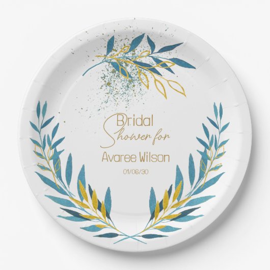 Türkisblau und goldfarben pappteller (Vorderseite)