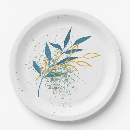 Türkisblau und goldfarben pappteller (Vorderseite)