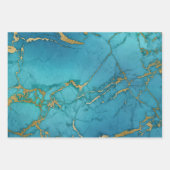 Türkisblau und goldfarbener Marmor Geschenkpapier Set (Vorderseite 2)
