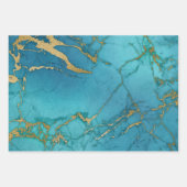 Türkisblau und goldfarbener Marmor Geschenkpapier Set (Vorderseite)