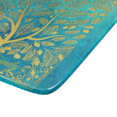 Türkisblau und goldfarbener Tree des Lebens Akrylt Schneidebrett (Ecke)
