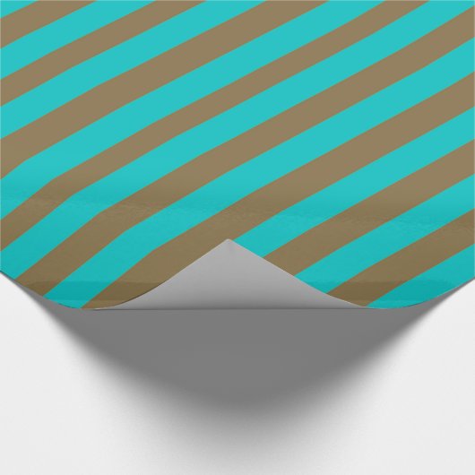 Türkisblau und Goldstreifen Geschenkpapier (Ecke)