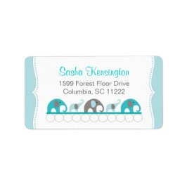 Türkisblau und graue Elefanten Babydusche Adressaufkleber