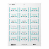 Türkisblau und graue Elefanten Babydusche Adressaufkleber (Vorne)