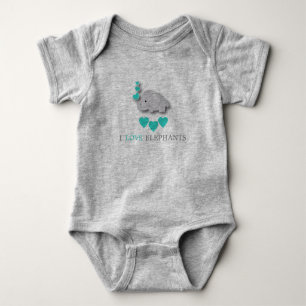 Türkisblau und Gray Baby Elephant Strampler
