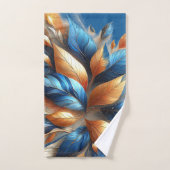 Türkisblau und Kupfer Blätter Abstrac Handtuch Set (Handtuch)