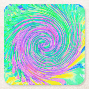 Türkisblau und Lila Abstrakter Swirl Rechteckiger Pappuntersetzer