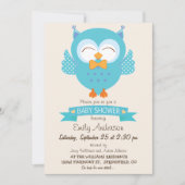 Türkisblau und Lila Boy Owl Baby Dusche Einladung (Vorderseite)