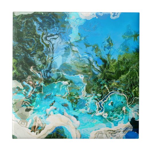 Türkisblau und Meeresalgen grün Fliese (Vorderseite)