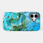 Türkisblau und Meeresalgen grün iPhone 16 Hülle (Rückseite (Horizontal))