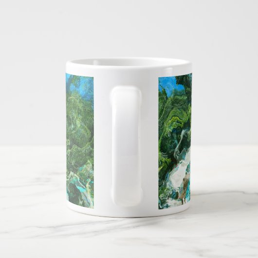 Türkisblau und Meeresalgen grün Jumbo-Tasse (Rückseite)