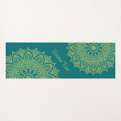 Türkisblau und Meeresgrün Mandala Blume Yogamatte (Vorderseite (Horizontal))