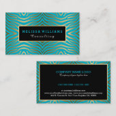 Türkisblau und moderne Gold Zebra Streifen Visitenkarte (Vorne/Hinten)